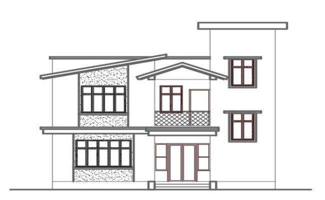 2D CAD architectural elevation drawing output