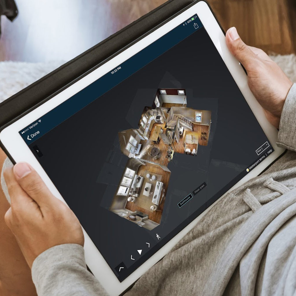 3D 360 virtual tour displayed on tablet device